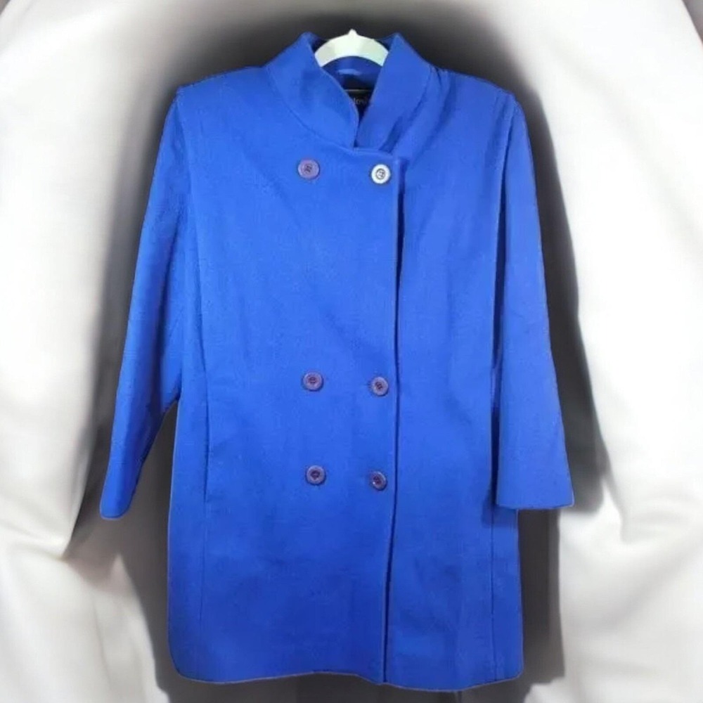 Vintage MacKintosh Woman's Wool Blend Pea Coat Blue Size 10 Military Style Used